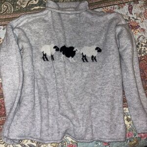 Cupcakes & Cashmere Gray Sheep Pattern Turtleneck Sweater